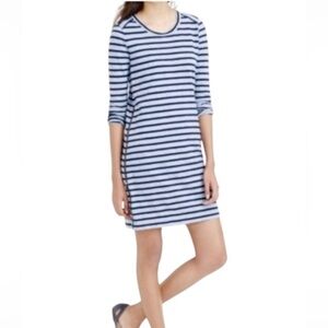J. Crew Navy and White Striped Long Sleeve Dress
